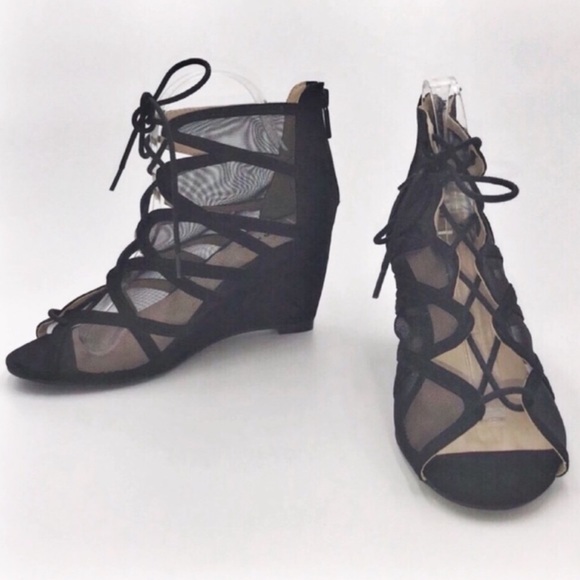 torrid Shoes - TORRID Black Scalloped Lace-Up Wedges